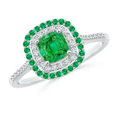 ANGARA EMERALD AND DIAMOND DOUBLE HALO RING