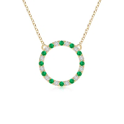 ANGARA EMERALD AND DIAMOND OPEN CIRCLE ETERNITY PENDANT