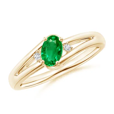 ANGARA EMERALD AND DIAMOND SPLIT SHANK RING