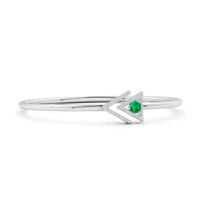 ANGARA EMERALD AND DIAMOND TAURUS TRIANGULAR OPEN CUFF BRACELET