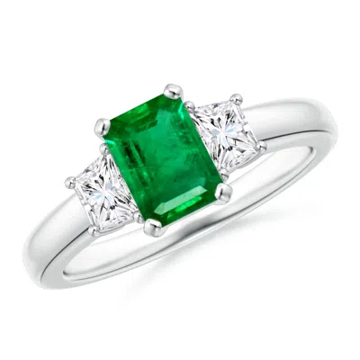 ANGARA EMERALD AND DIAMOND THREE STONE RING