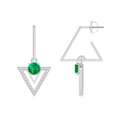 ANGARA EMERALD AND DIAMOND TRIANGULAR TAURUS HOOP EARRINGS