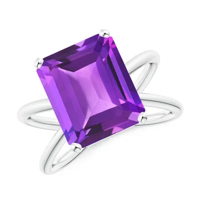 ANGARA EMERALD-CUT AMETHYST CRISS-CROSS SPLIT SHANK COCKTAIL RING