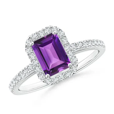 ANGARA EMERALD-CUT AMETHYST HALO RING