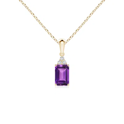 ANGARA EMERALD-CUT AMETHYST PENDANT WITH DIAMOND TRIO