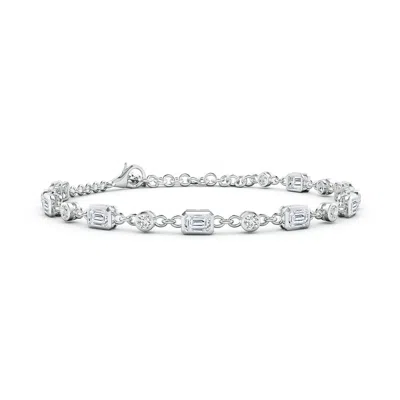 ANGARA EMERALD-CUT AND ROUND DIAMOND STATION BRACELET