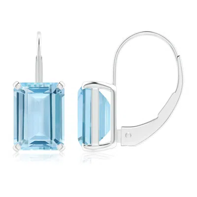 ANGARA EMERALD-CUT AQUAMARINE SOLITAIRE LEVERBACK EARRINGS