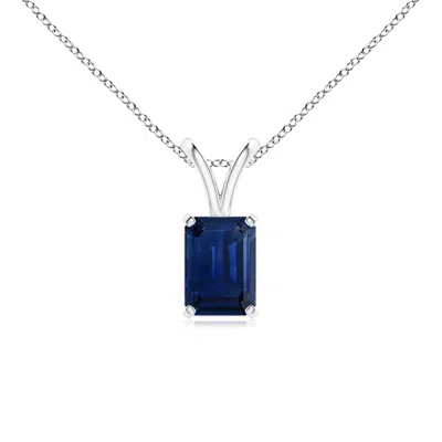 ANGARA EMERALD-CUT BLUE SAPPHIRE SOLITAIRE PENDANT WITH V-BALE