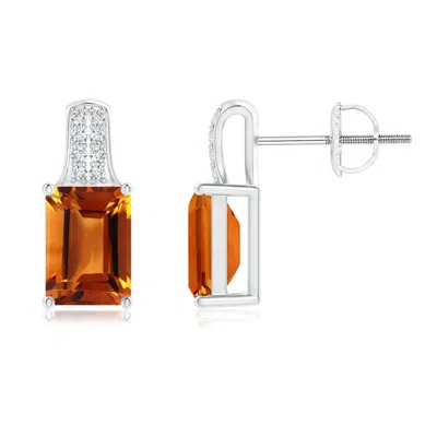 ANGARA EMERALD-CUT CITRINE STUDS WITH DIAMOND ACCENTS