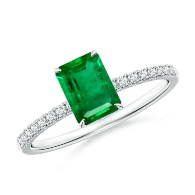 ANGARA EMERALD-CUT EMERALD HIDDEN HALO ENGAGEMENT RING