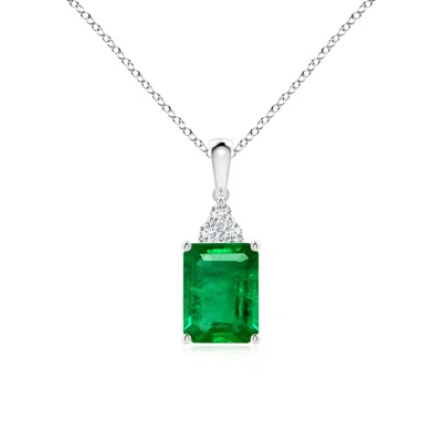 ANGARA EMERALD-CUT EMERALD PENDANT WITH DIAMOND TRIO