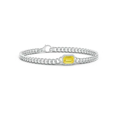 ANGARA EMERALD-CUT FANCY INTENSE YELLOW DIAMOND BRACELET WITH HALO
