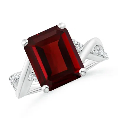 ANGARA EMERALD-CUT GARNET CROSSOVER SHANK COCKTAIL RING