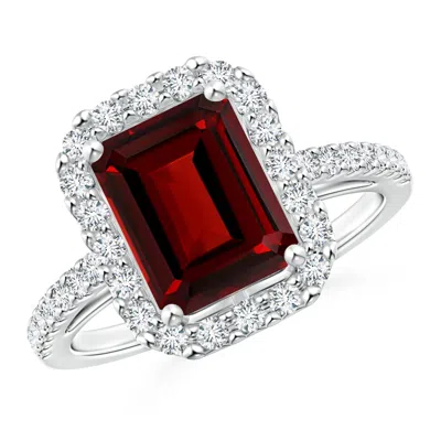 ANGARA EMERALD-CUT GARNET HALO RING