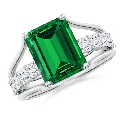 ANGARA EMERALD-CUT LAB-GROWN EMERALD BRIDGE ENGAGEMENT RING