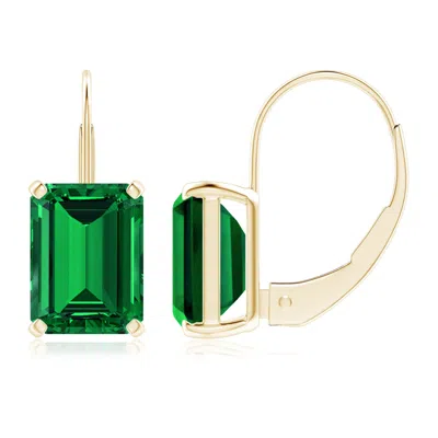 ANGARA EMERALD-CUT LAB-GROWN EMERALD SOLITAIRE LEVERBACK EARRINGS