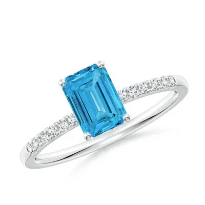ANGARA EMERALD-CUT LAB-GROWN FANCY INTENSE BLUE DIAMOND ENGAGEMENT RING