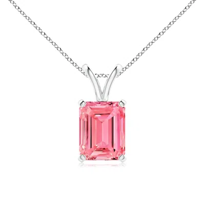 ANGARA EMERALD-CUT LAB-GROWN FANCY INTENSE PINK DIAMOND SOLITAIRE V-BALE PENDANT
