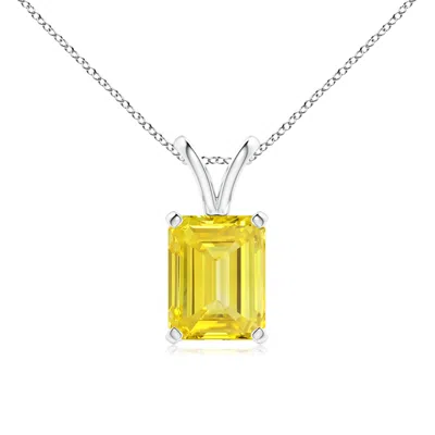ANGARA EMERALD-CUT LAB-GROWN FANCY INTENSE YELLOW DIAMOND SOLITAIRE V-BALE PENDANT