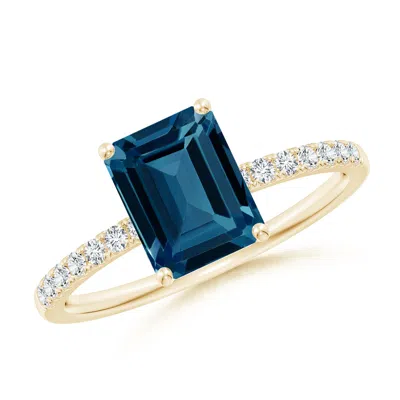 ANGARA EMERALD-CUT LONDON BLUE TOPAZ ENGAGEMENT RING WITH DIAMONDS