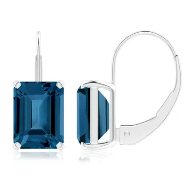 ANGARA EMERALD-CUT LONDON BLUE TOPAZ SOLITAIRE LEVERBACK EARRINGS