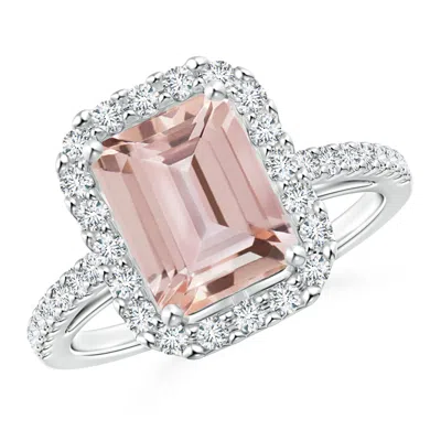 ANGARA EMERALD-CUT MORGANITE HALO RING
