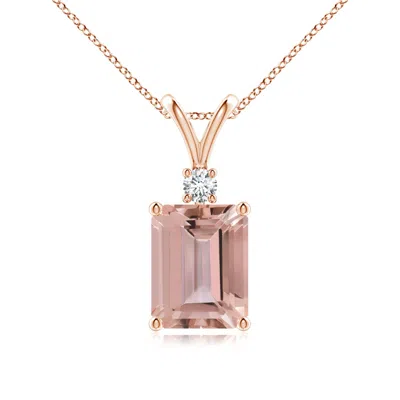 ANGARA EMERALD-CUT MORGANITE SOLITAIRE PENDANT WITH DIAMOND
