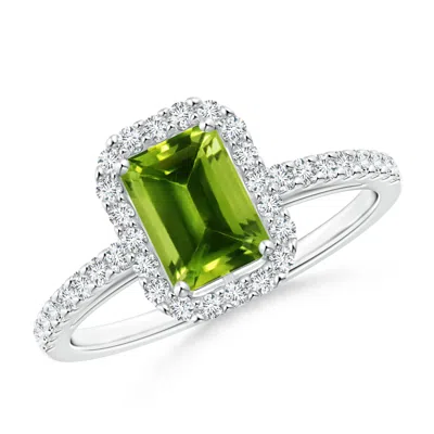 ANGARA EMERALD-CUT PERIDOT HALO RING