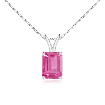 ANGARA EMERALD-CUT PINK SAPPHIRE SOLITAIRE PENDANT WITH V-BALE