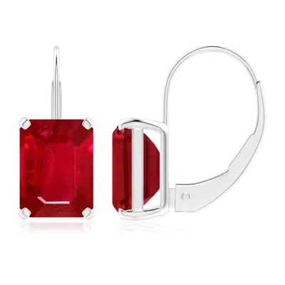 ANGARA EMERALD-CUT RUBY SOLITAIRE LEVERBACK EARRINGS