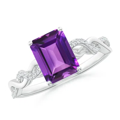 ANGARA EMERALD-CUT SOLITAIRE AMETHYST INFINITY TWIST RING