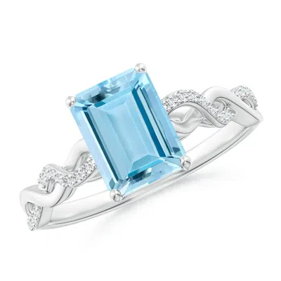 ANGARA EMERALD-CUT SOLITAIRE AQUAMARINE INFINITY TWIST RING