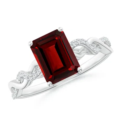 ANGARA EMERALD-CUT SOLITAIRE GARNET INFINITY TWIST RING