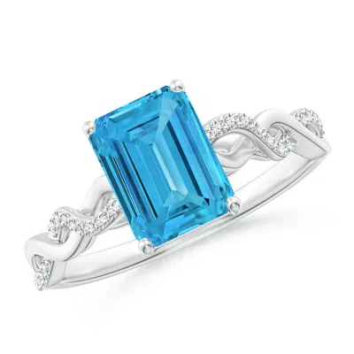 ANGARA EMERALD-CUT SOLITAIRE LAB-GROWN FANCY INTENSE BLUE DIAMOND INFINITY TWIST RING