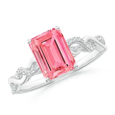 ANGARA EMERALD-CUT SOLITAIRE LAB-GROWN FANCY INTENSE PINK DIAMOND INFINITY TWIST RING