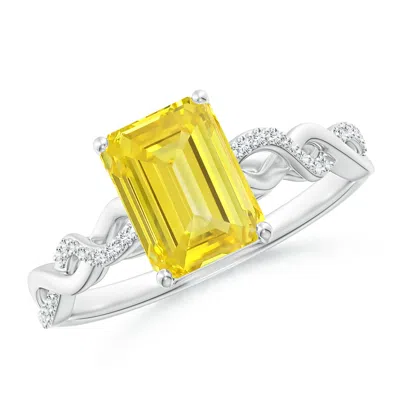 ANGARA EMERALD-CUT SOLITAIRE LAB-GROWN FANCY INTENSE YELLOW DIAMOND INFINITY TWIST RING