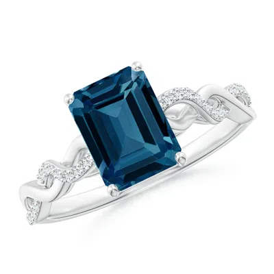 ANGARA EMERALD-CUT SOLITAIRE LONDON BLUE TOPAZ INFINITY TWIST RING