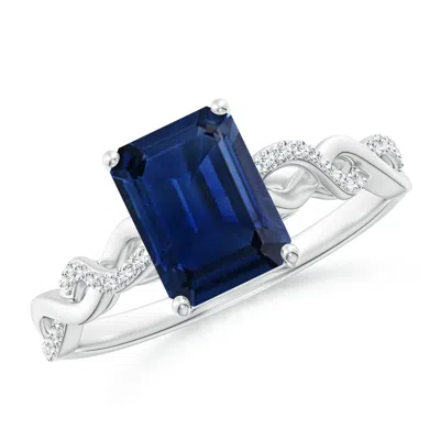ANGARA EMERALD-CUT SOLITAIRE SAPPHIRE INFINITY TWIST RING