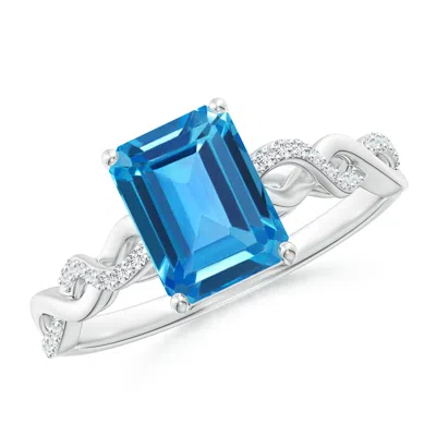ANGARA EMERALD-CUT SOLITAIRE SWISS BLUE TOPAZ INFINITY TWIST RING