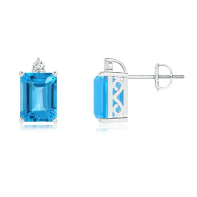 ANGARA EMERALD-CUT SWISS BLUE TOPAZ COCKTAIL STUD EARRINGS