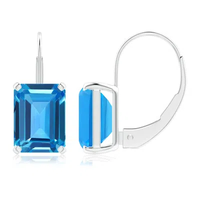 ANGARA EMERALD-CUT SWISS BLUE TOPAZ SOLITAIRE LEVERBACK EARRINGS