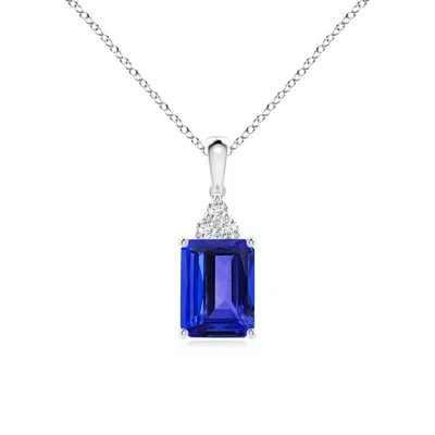 ANGARA EMERALD-CUT TANZANITE PENDANT WITH DIAMOND TRIO