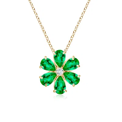 ANGARA EMERALD FLOWER CLUSTER PENDANT WITH DIAMOND