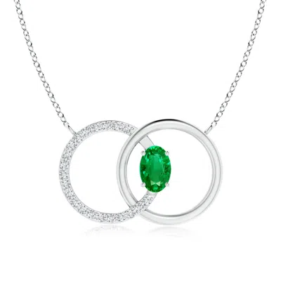 ANGARA EMERALD INTERLOCKING CIRCLE NECKLACE WITH DIAMOND ACCENTS