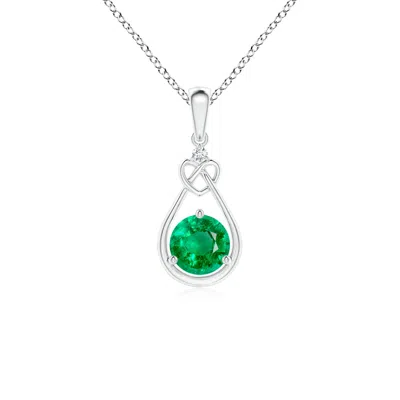 ANGARA EMERALD KNOTTED HEART PENDANT WITH DIAMOND