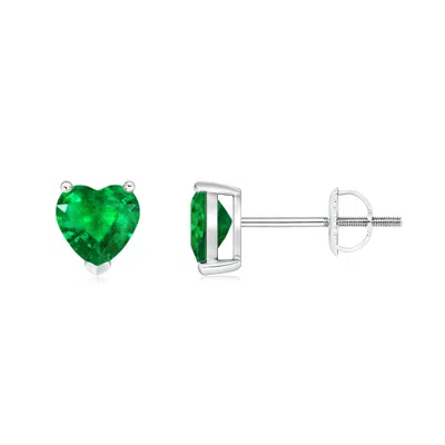 ANGARA EMERALD SOLITAIRE HEART STUD EARRINGS