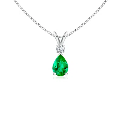 ANGARA EMERALD TEARDROP PENDANT WITH DIAMOND