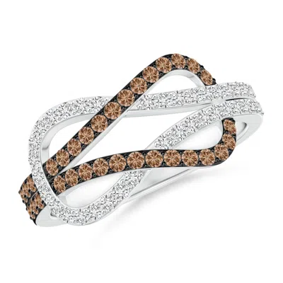 ANGARA ENCRUSTED BROWN AND WHITE DIAMOND INFINITY KNOT RING