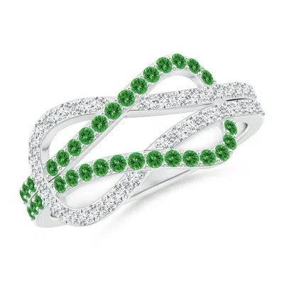 ANGARA ENCRUSTED TSAVORITE AND DIAMOND INFINITY KNOT RING