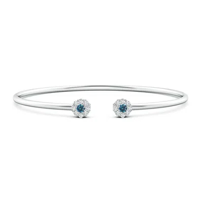 ANGARA ENHANCED BLUE AND WHITE DIAMOND OPEN FLEX FLORAL BANGLE